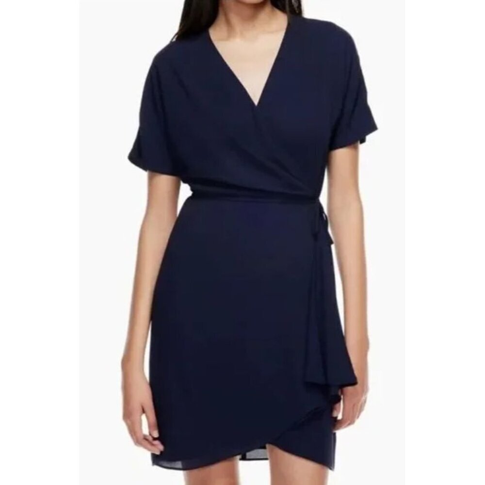 Babaton Aritzia Wallace Chiffon Black Wrap Dress Size Med Party LBD Classic EUC